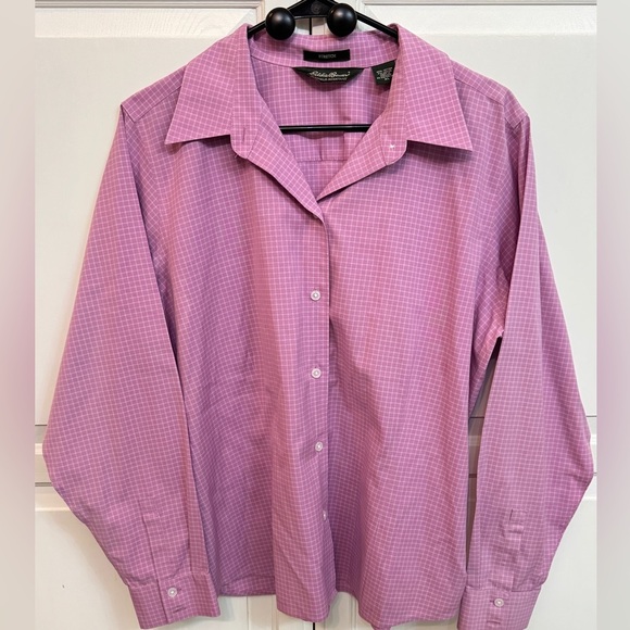 Eddie Bauer Lavender Checkered Button Down Shirt. Size XL - Picture 1 of 5